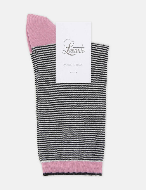 LINA FINE STRIPE CREW SOCK - BLACK