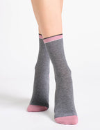 LINA FINE STRIPE CREW SOCK - BLACK