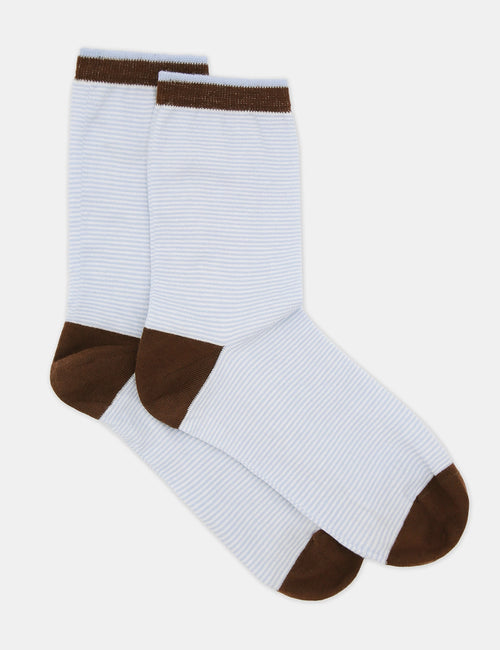LINA FINE STRIPE CREW SOCK - CAPRI