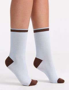 LINA FINE STRIPE CREW SOCK - CAPRI