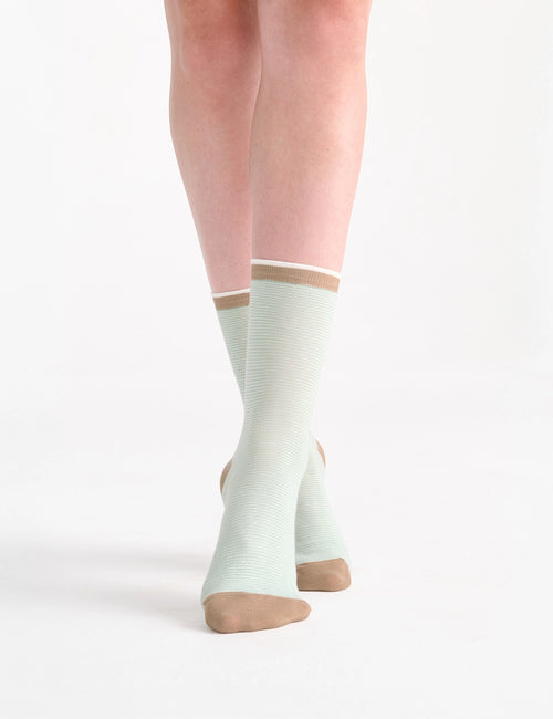 LINA FINE STRIPE CREW SOCK - GELATO