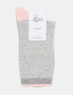 LINA FINE STRIPE CREW SOCK - GREY MARLE