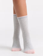 LINA FINE STRIPE CREW SOCK - GREY MARLE