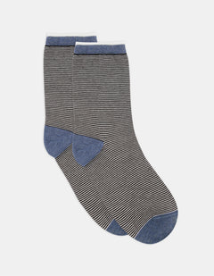 LINA FINE STRIPE CREW SOCK - RIVERSTONE
