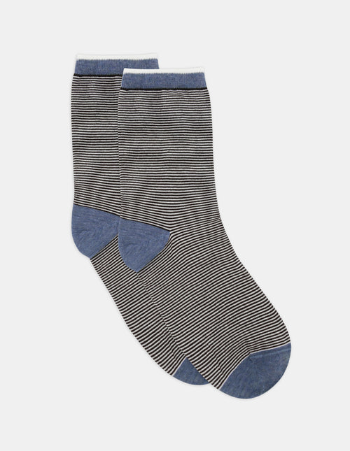 LINA FINE STRIPE CREW SOCK - RIVERSTONE