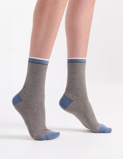 LINA FINE STRIPE CREW SOCK - RIVERSTONE