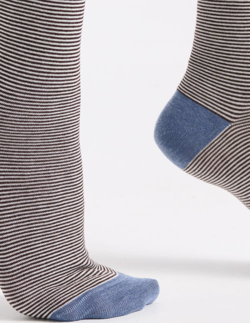 LINA FINE STRIPE CREW SOCK - RIVERSTONE