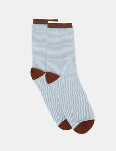 LINA FINE STRIPE CREW SOCK - TIDE
