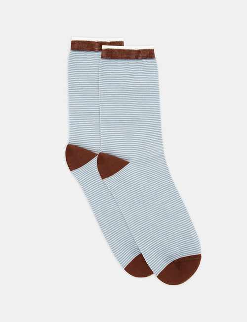 LINA FINE STRIPE CREW SOCK - TIDE