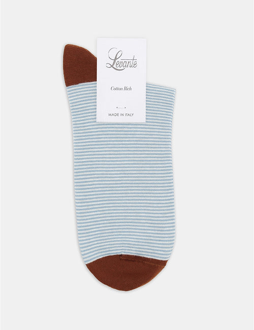LINA FINE STRIPE CREW SOCK - TIDE