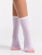 LINA FINE STRIPE CREW SOCK - TULIP