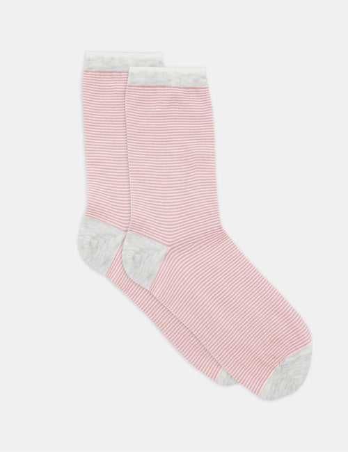 LINA FINE STRIPE CREW SOCK - TULLE