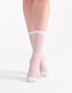 LINA FINE STRIPE CREW SOCK - TULLE