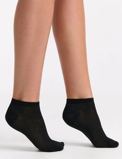 MERCERISED COTTON LOW CUT SOCK 2 PACK - BIANCO/NERO