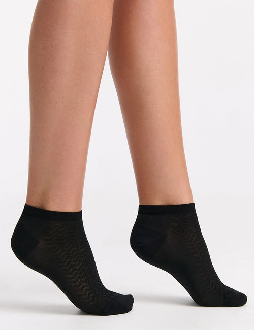 MERCERISED COTTON LOW CUT SOCK 2 PACK - BIANCO/NERO