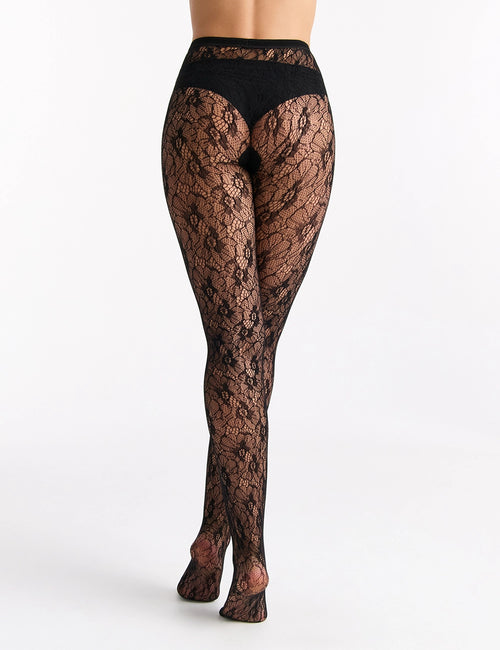 SABRINA FLORAL NET TIGHT - NERO