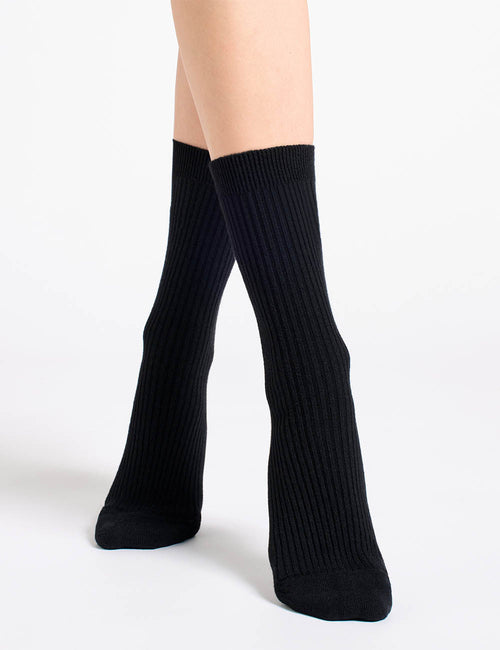 ADRINA RIB SOCK - BLACK