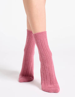 ANGELINA CABLE CREW SOCK - ROSEWOOD