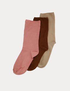 COMFORT TOP SOCK 3PP - RUST/ITALIAN CLAY/OATMILK