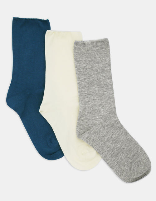 COMFORT TOP SOCK 3PP - GREY/MILK/JEWEL