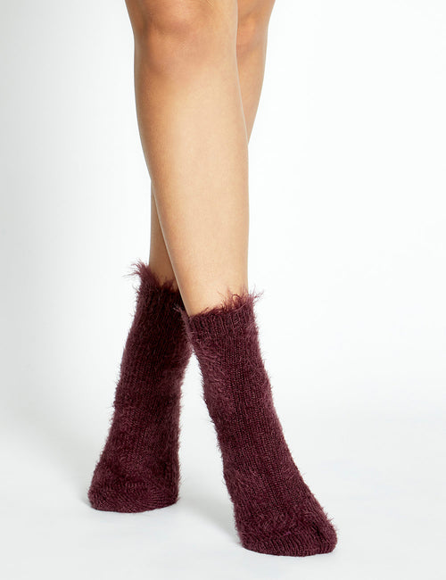 FURRY PLUSH SOCK - BEETROOT