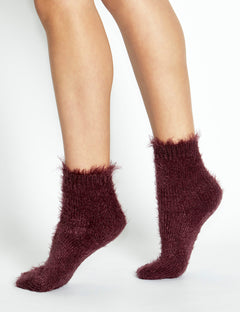 FURRY PLUSH SOCK - BEETROOT