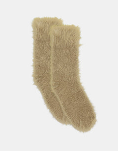 FURRY PLUSH SOCK - BISCUIT