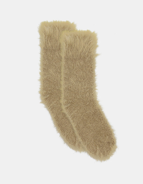 FURRY PLUSH SOCK - BISCUIT