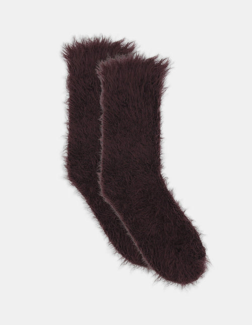 FURRY PLUSH SOCK - CHOCOLATE