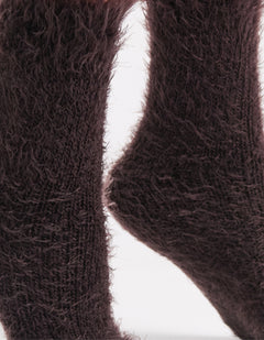 FURRY PLUSH SOCK - CHOCOLATE
