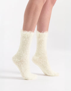 FURRY PLUSH SOCK - CREME