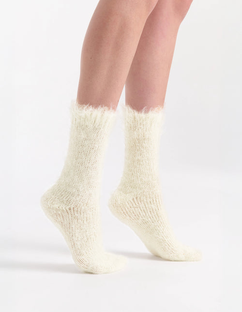 FURRY PLUSH SOCK - CREME