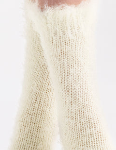 FURRY PLUSH SOCK - CREME