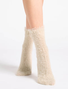 FURRY PLUSH SOCK - MILK