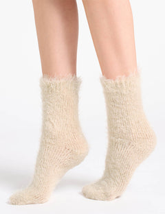 FURRY PLUSH SOCK - MILK