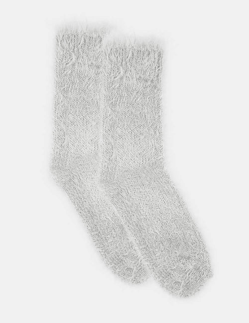 FURRY PLUSH SOCK - SILVER