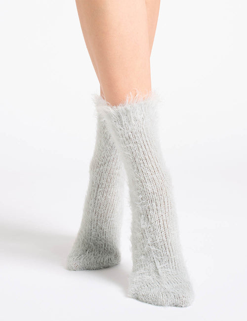 FURRY PLUSH SOCK - SILVER