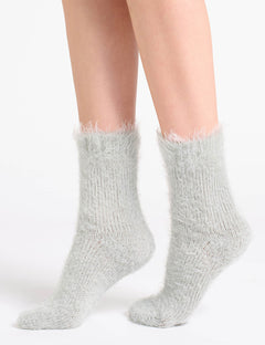 FURRY PLUSH SOCK - SILVER