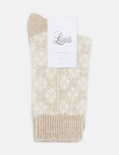 LEONA DIAMOND CREW SOCK - CHAI