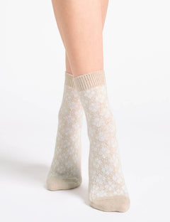 LEONA DIAMOND CREW SOCK - CHAI