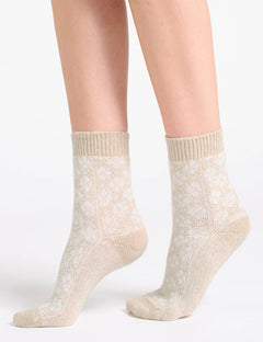 LEONA DIAMOND CREW SOCK - CHAI