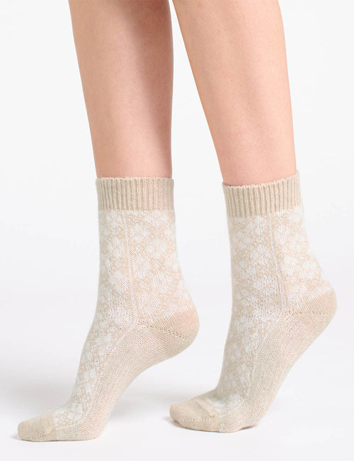 LEONA DIAMOND CREW SOCK - CHAI