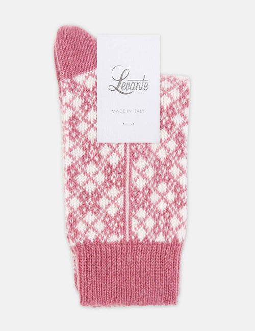 LEONA DIAMOND CREW SOCK - ROSEWOOD