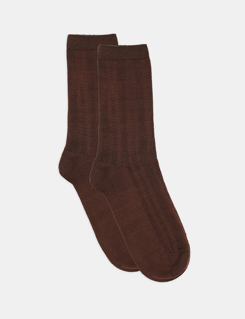 MARTA RIB CREW SOCK - TRUFFLE