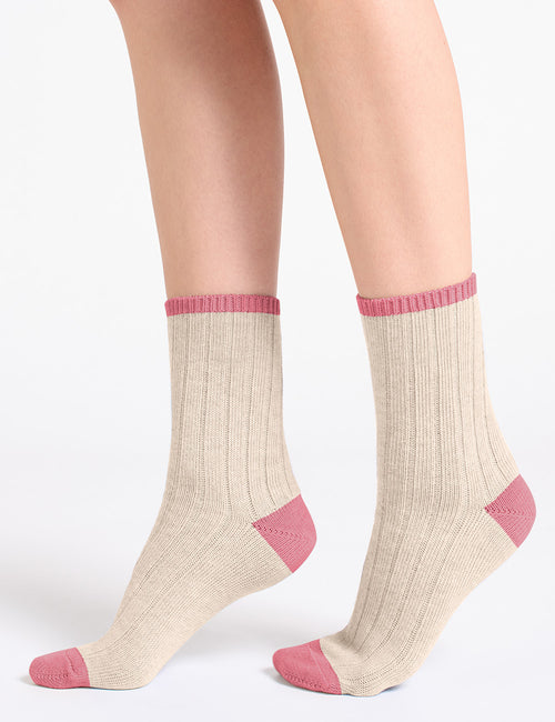 SERENA CHUNKY RIB CREW SOCK - CHAI