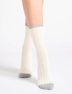 SERENA CHUNKY RIB CREW SOCK - MILK