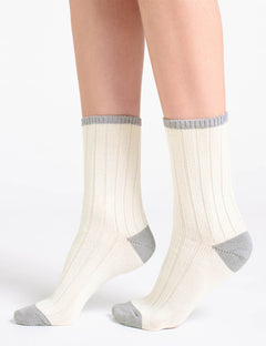 SERENA CHUNKY RIB CREW SOCK - MILK