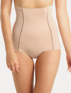 COTTON SHAPING HIGH WAIST BRIEF - NUDE