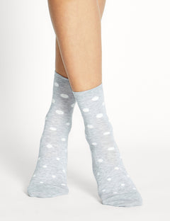 GIGI CREW SOCK - GREY MARLE/CREME