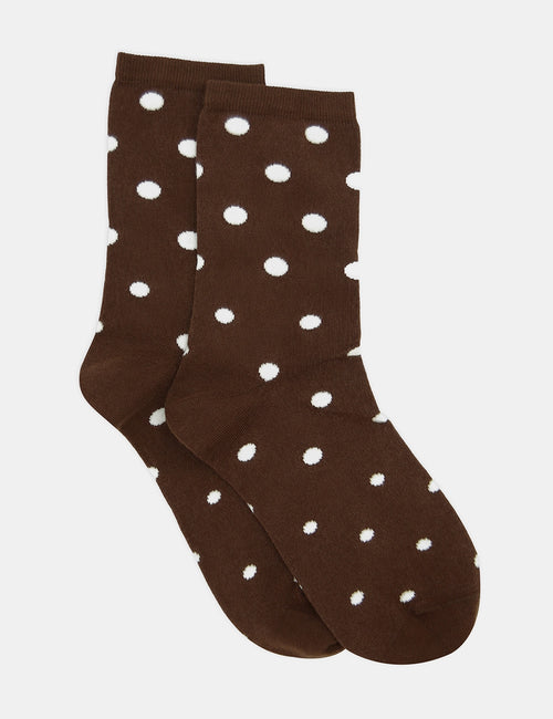 GIGI SPOT CREW SOCK - ESPRESSO